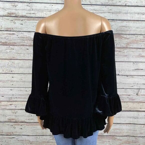 Sanctuary Clothing Women Julia Velvet Pullover Blouse Blue Size S - Picture 6 of 10